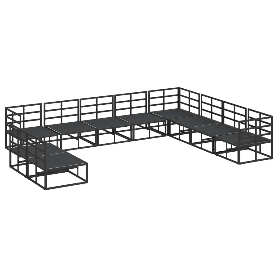 Ensemble de canapé de jardin avec coussin 10 pcs Noir Aluminium - 7