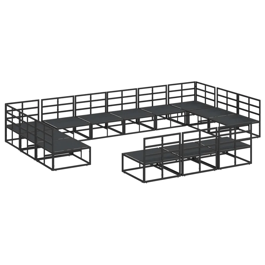 Ensemble de canapé de jardin avec coussin 13 pcs Noir Aluminium - 5