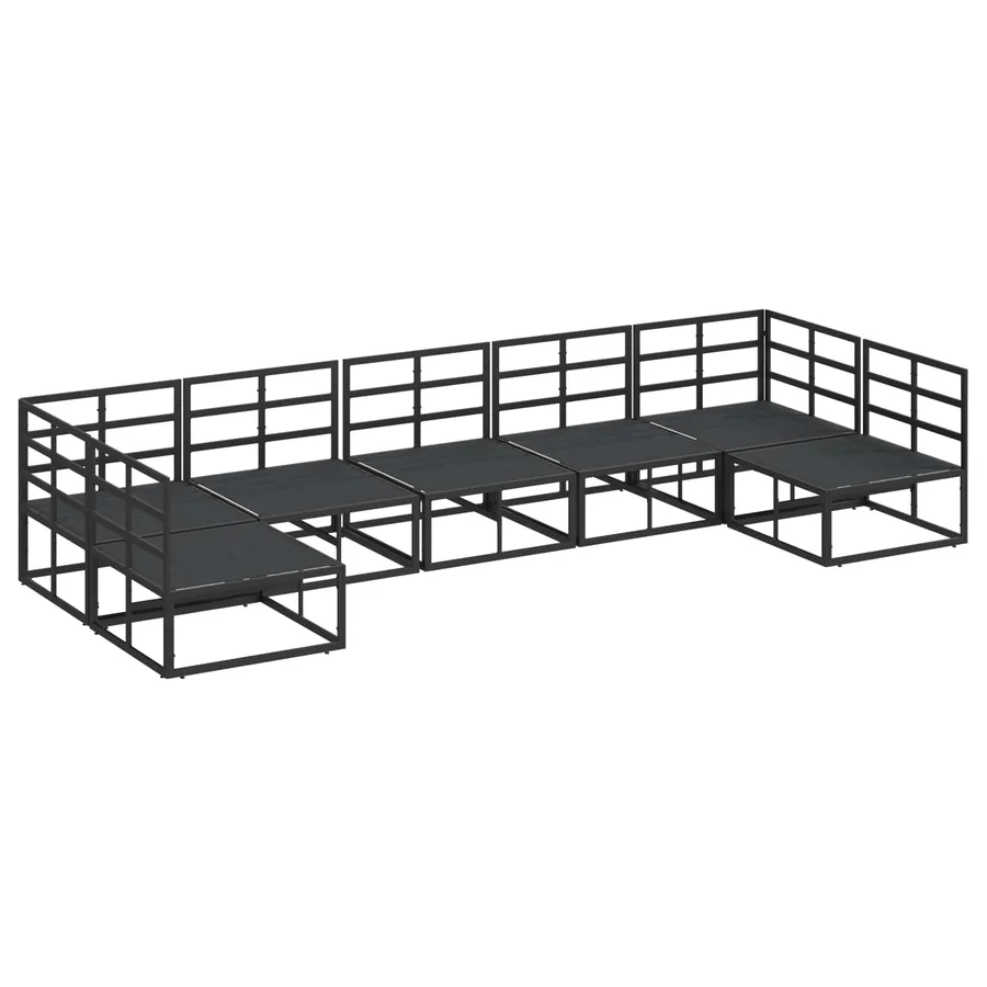 Ensemble de canapé de jardin avec coussin 7 pcs Noir Aluminium - 7