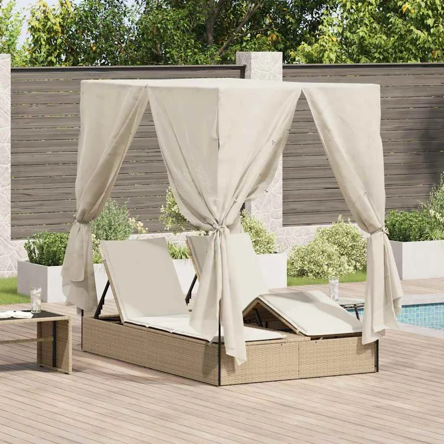 Transat double Réglable Beige 205 x 129 x 200 cm polyrotin