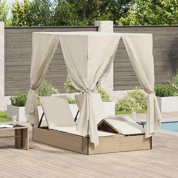 Transat double Réglable Beige 205 x 129 x 200 cm polyrotin
