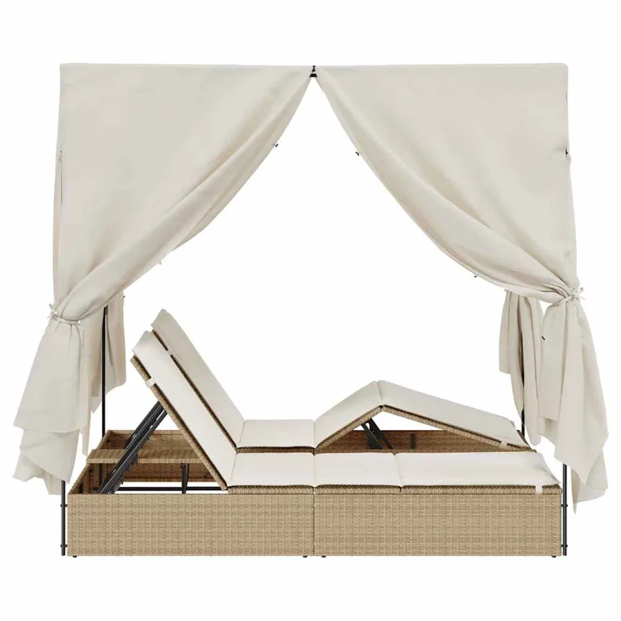 Transat double Réglable Beige 205 x 129 x 200 cm polyrotin - 6