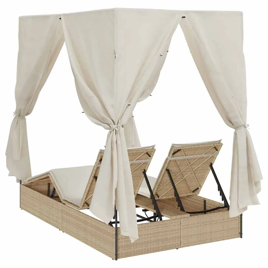 Transat double Réglable Beige 205 x 129 x 200 cm polyrotin - 7