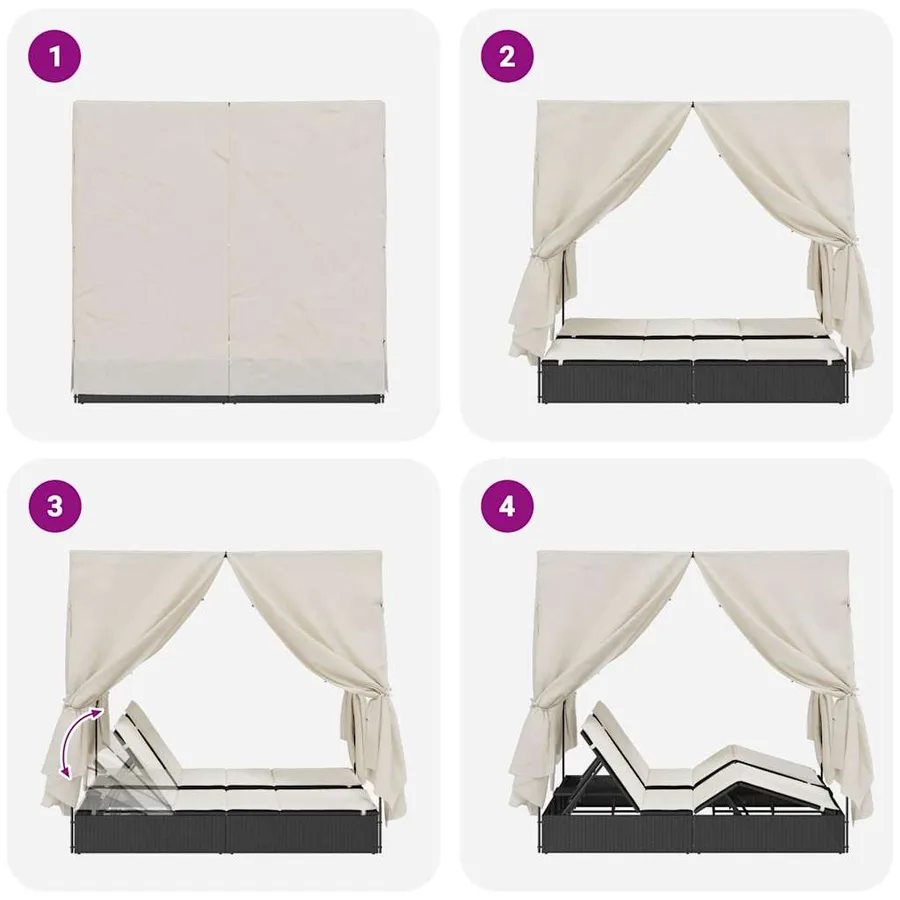 Transat double Blanc chaud 205 x 129 x 200 cm polyrotin - 8