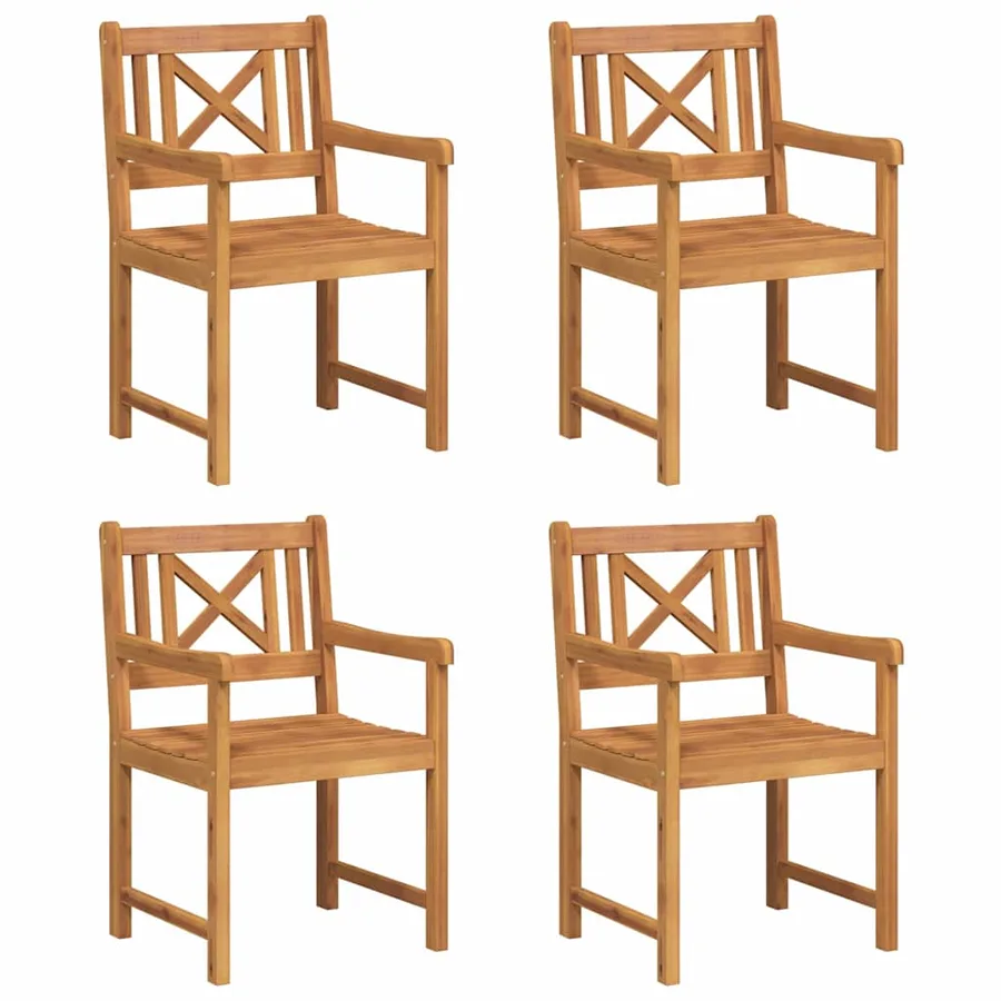 Chaises de jardin 4 pcs Naturel Bois d'Acacia Massif - 2