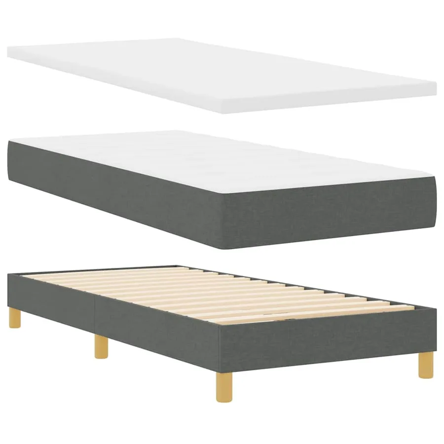 Lit à ressorts avec coussin Gris foncé 100 x 200 cm tissu - 5