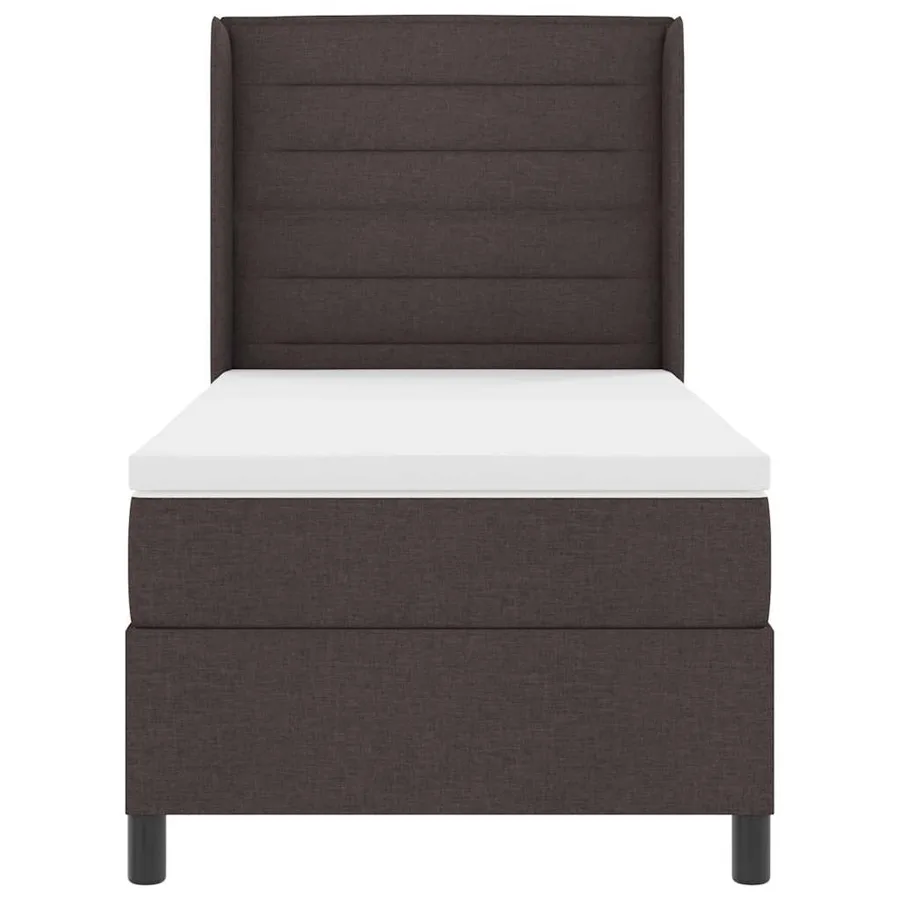 Lit à ressorts avec matelas Marron foncé 190 x 90 cm tissu - 7