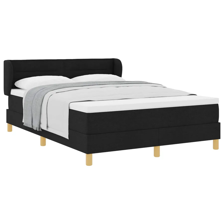 Lit à ressorts avec matelas Noir 140 x 200 cm tissu - 2