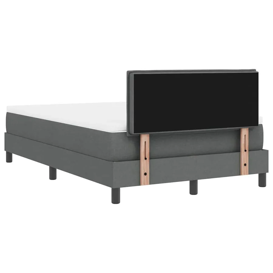 Lit à ressorts avec matelas Gris foncé 120 x 200 cm tissu - 10