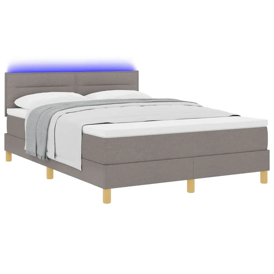 Lit à ressort LED avec bandes LED Taupe 160 x 200 cm tissu - 3