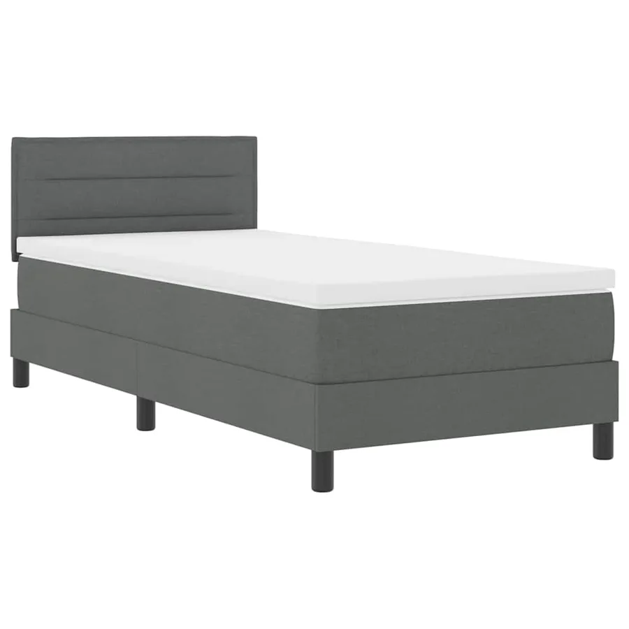Lit à ressorts avec matelas Gris foncé 100 x 200 cm tissu - 2