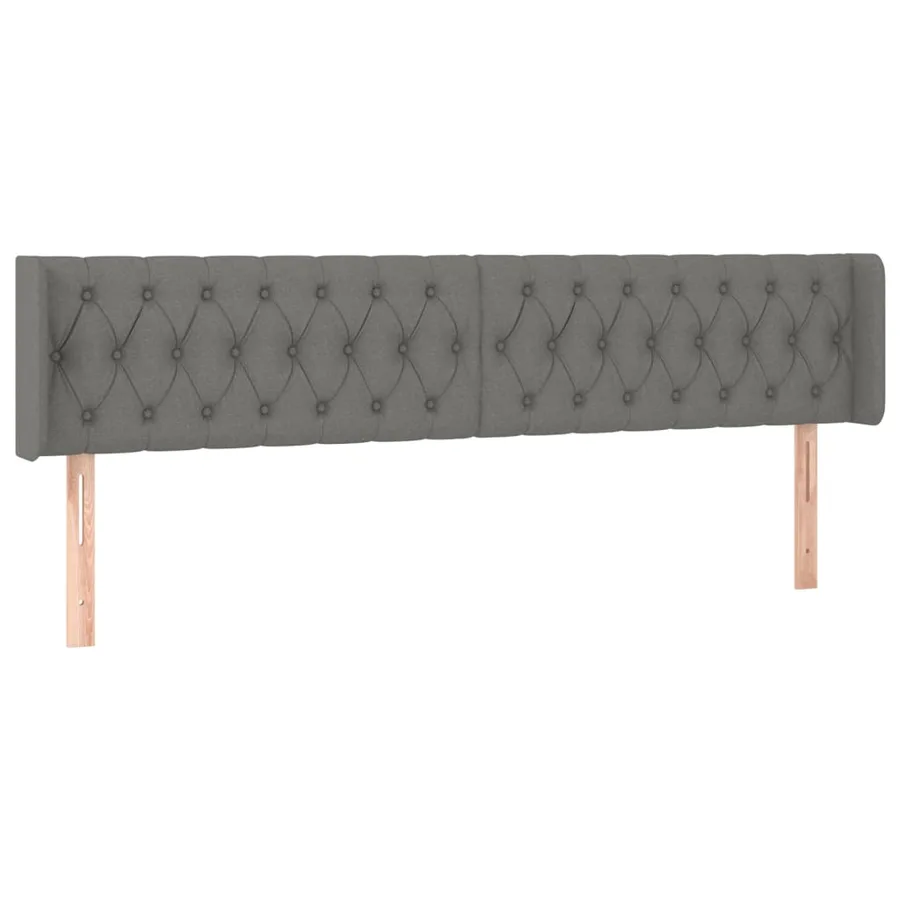 Tête de lit avec oreilles Gris foncé 183x16x78/88 cm Tissu - 2