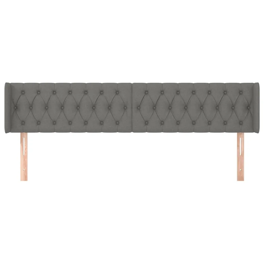 Tête de lit avec oreilles Gris foncé 183x16x78/88 cm Tissu - 3