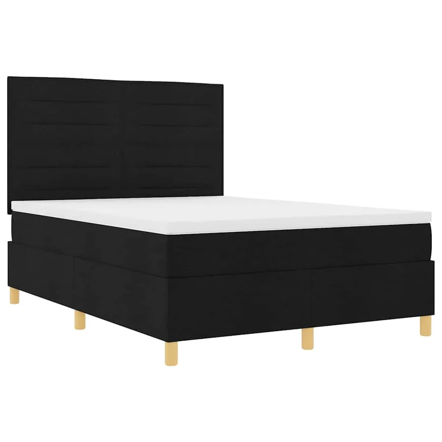 Lit à ressort LED avec matelas Noir 140 x 200 cm tissu - 6