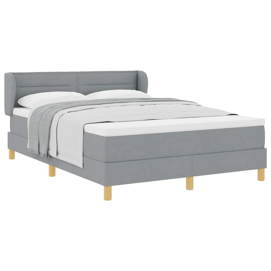 Lit à ressorts avec matelas Gris clair 140 x 200 cm tissu - 2