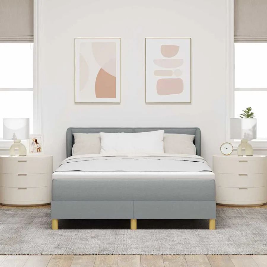 Lit à ressorts avec matelas Gris clair 140 x 200 cm tissu - 3