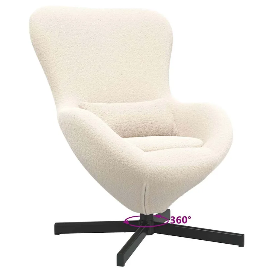 Fauteuil œuf Crème 63 x 73 x 90 cm tissu - 9