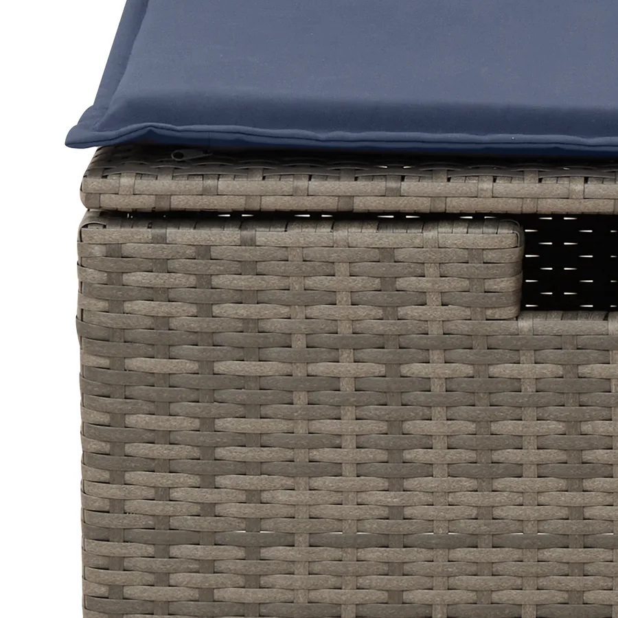 Tabouret de Jardin avec coussin Gris 55 x 55 x 37 cm polyrotin - 5