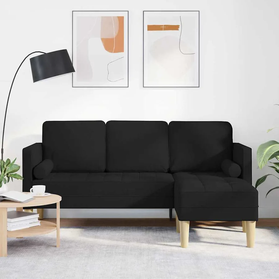 Ensemble de Canapés avec coussin Noir Polyester