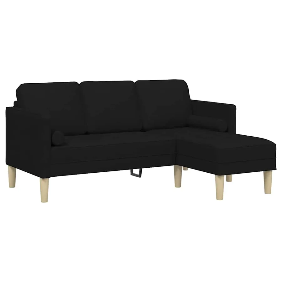 Ensemble de Canapés avec coussin Noir Polyester - 2