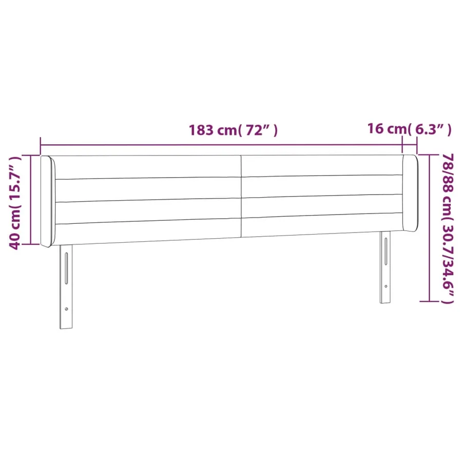 Tête de lit avec oreilles Gris foncé 183x16x78/88 cm Tissu - 9