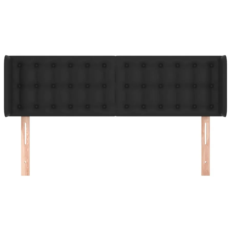 Tête de lit avec oreilles Noir 147x16x78/88 cm Similicuir - 3