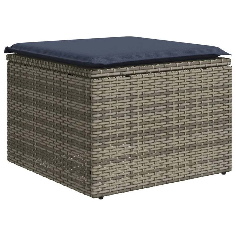 Ensemble de canapé de jardin 8 pcs avec coussins gris résine tressée - 6