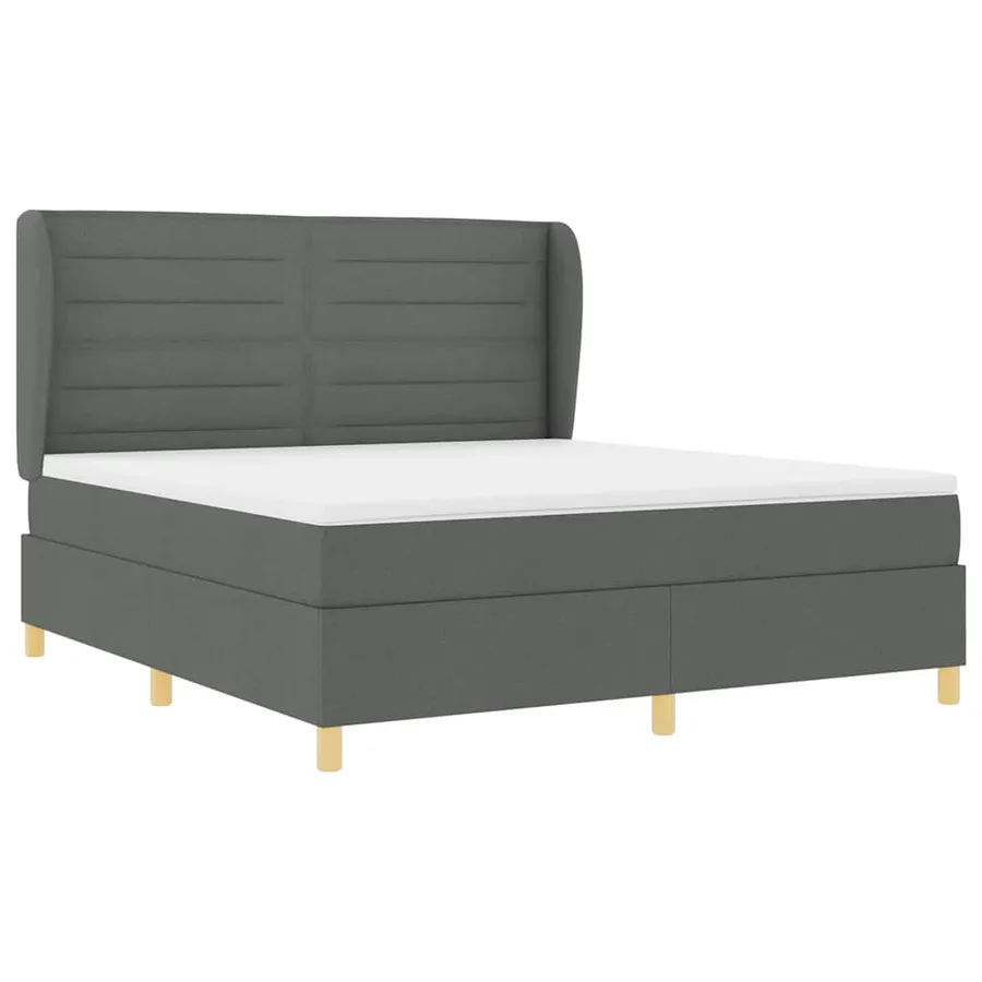 Lit à ressorts avec matelas Gris foncé 200 x 180 cm tissu - 5