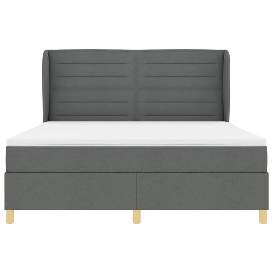 Lit à ressorts avec matelas Gris foncé 200 x 180 cm tissu - 7
