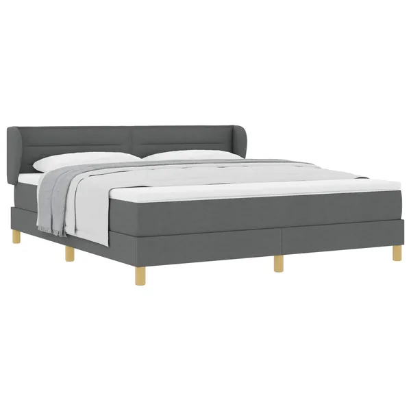 Lit à ressorts avec matelas Gris foncé 180 x 200 cm tissu
