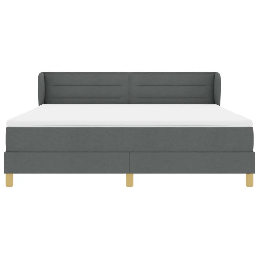 Lit à ressorts avec matelas Gris foncé 180 x 200 cm tissu - 2