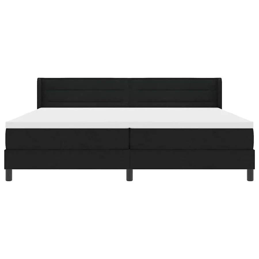 Lit à ressorts avec tête de lit Noir 200 x 200 cm tissu - 7