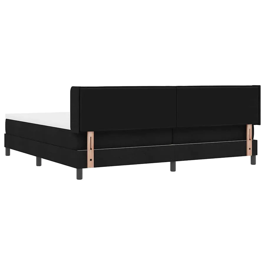 Lit à ressorts avec tête de lit Noir 200 x 200 cm tissu - 9