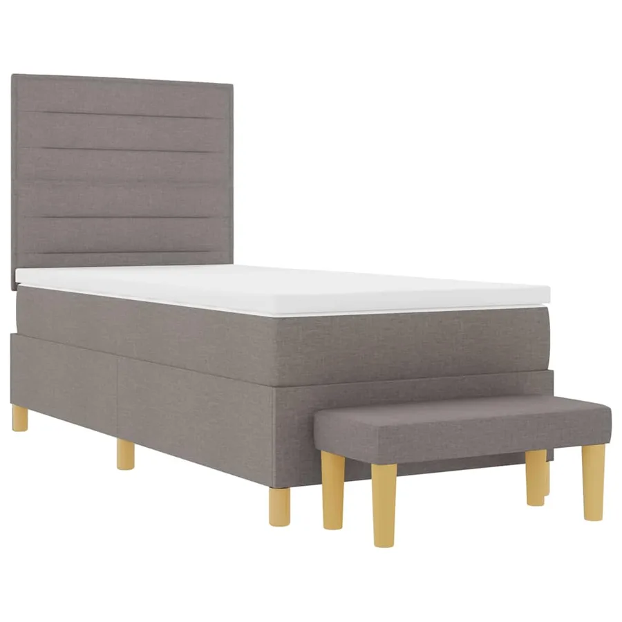 Lit à ressorts avec coussin Taupe 200 x 90 cm tissu - 7