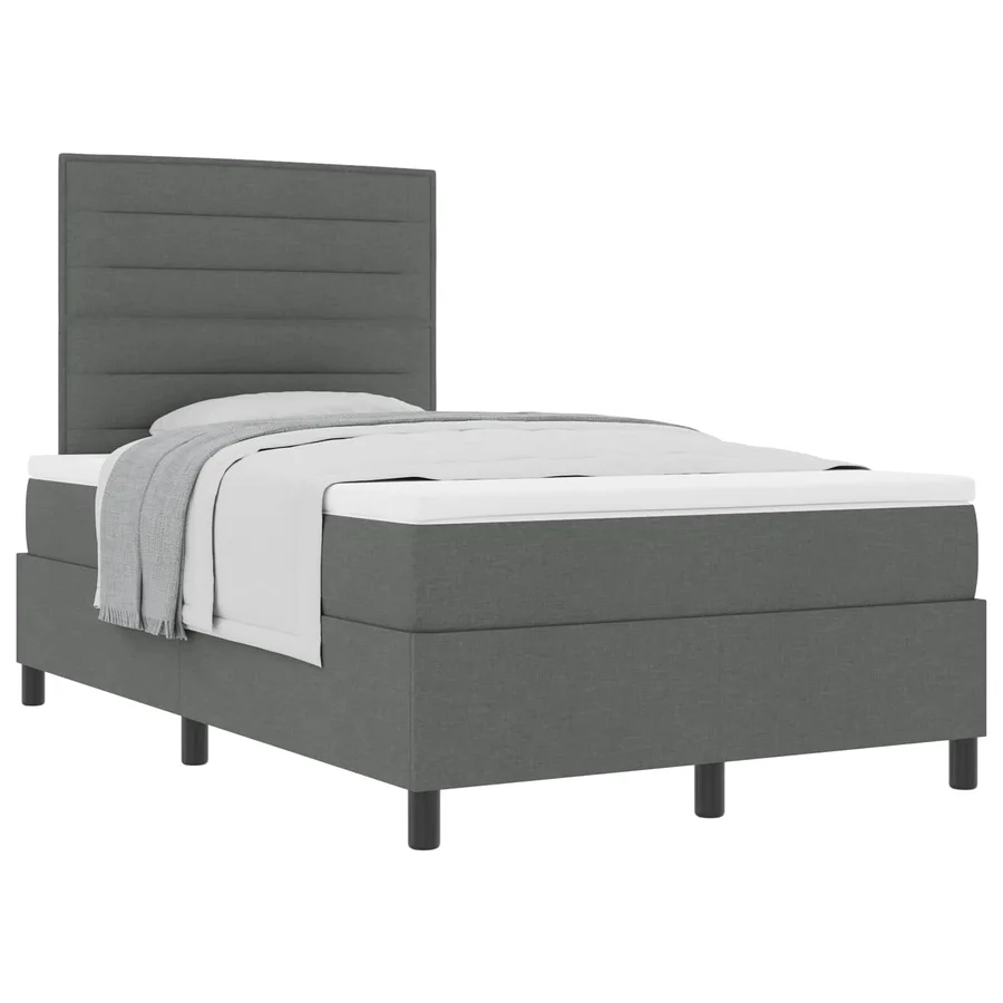 Lit à ressorts avec matelas Gris foncé 120 x 190 cm tissu - 2
