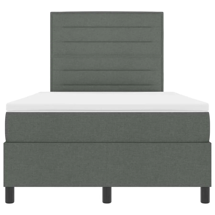 Lit à ressorts avec matelas Gris foncé 120 x 190 cm tissu - 7