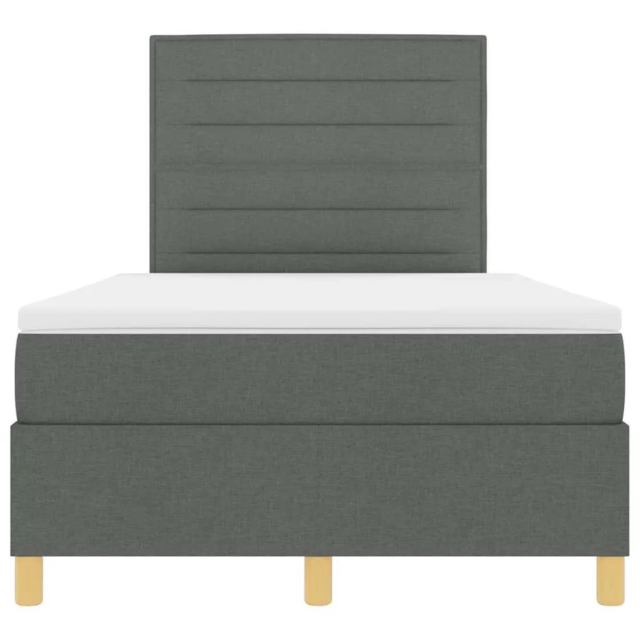 Lit à ressorts avec matelas Gris foncé 120 x 190 cm tissu - 7