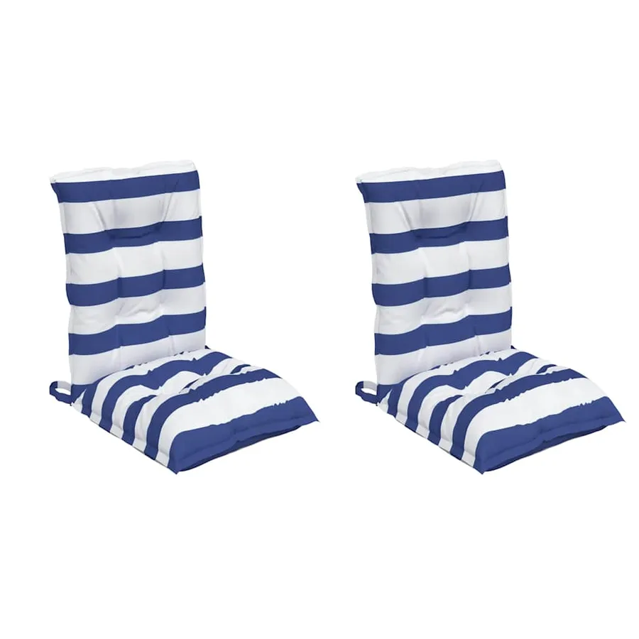 Coussins de chaise à dossier bas lot de 2 rayures bleu/blanc - 3