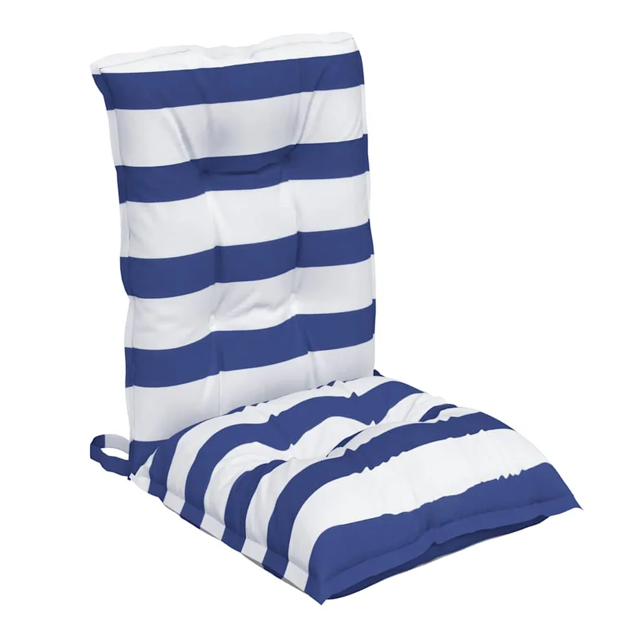Coussins de chaise à dossier bas lot de 2 rayures bleu/blanc - 4