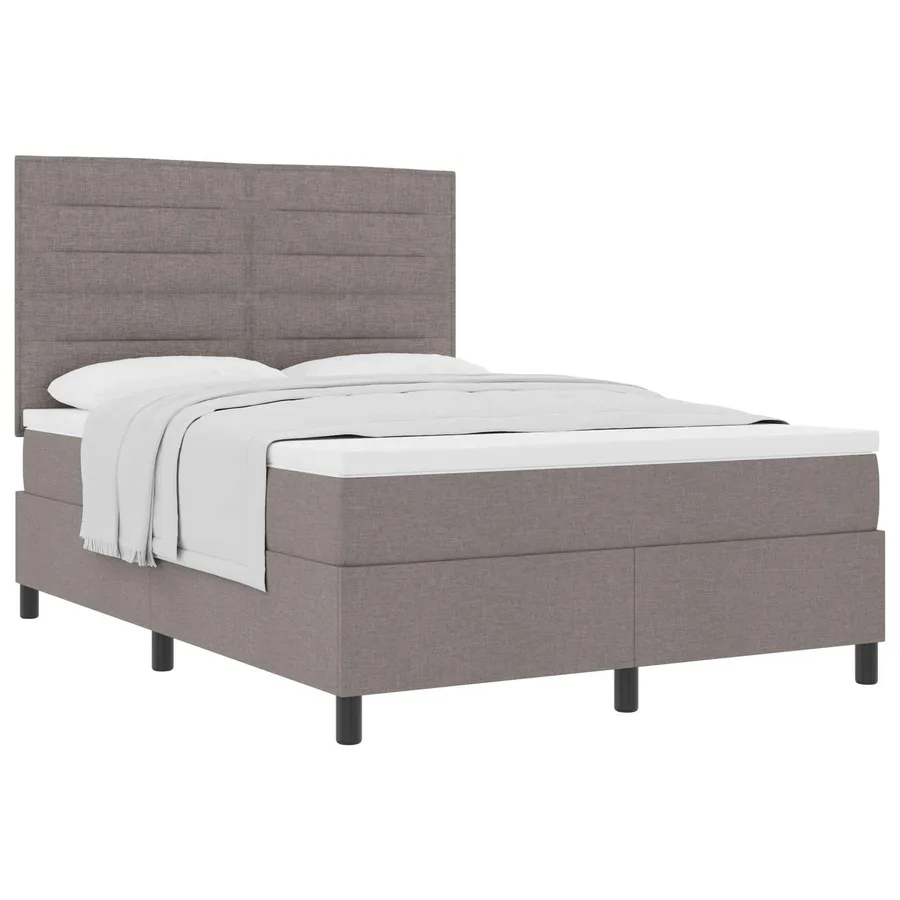 Lit à ressorts avec matelas Taupe 140 x 200 cm tissu - 2