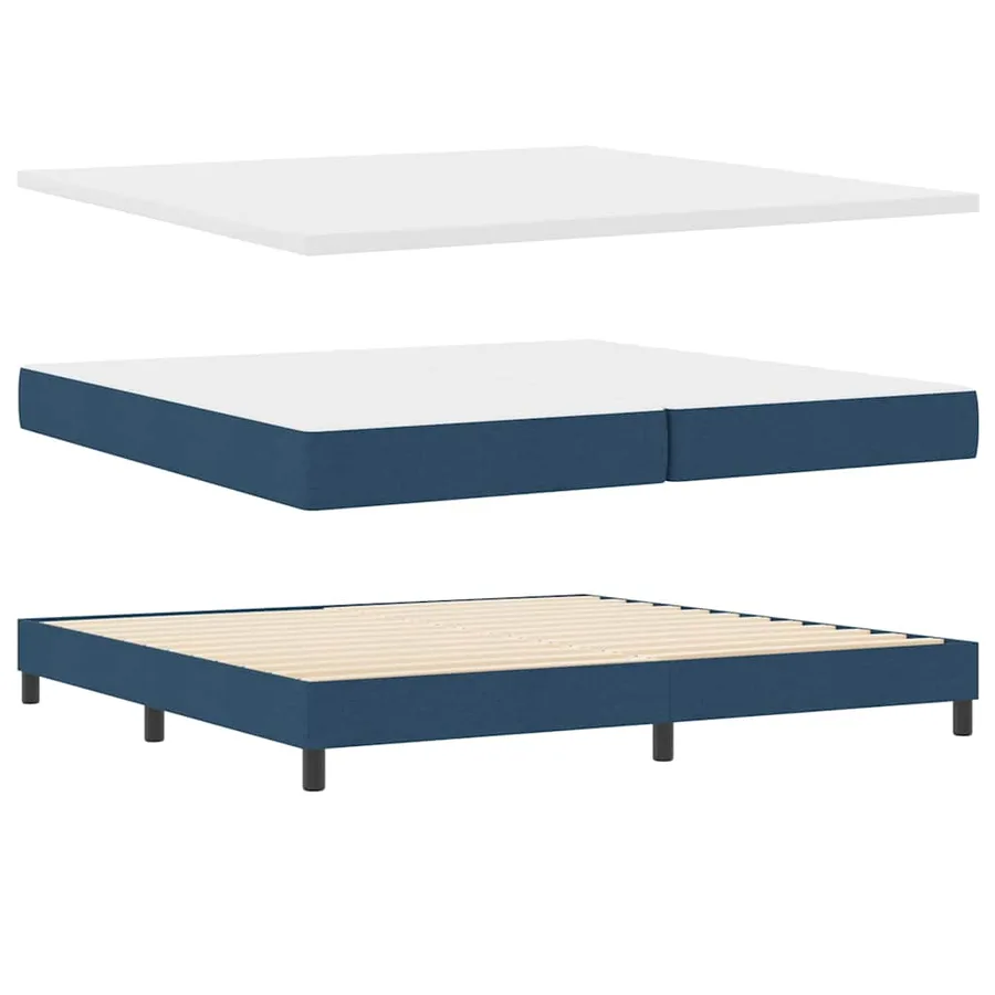 Lit à ressorts avec matelas avec LED Bleu 200 x 200 cm tissu - 6
