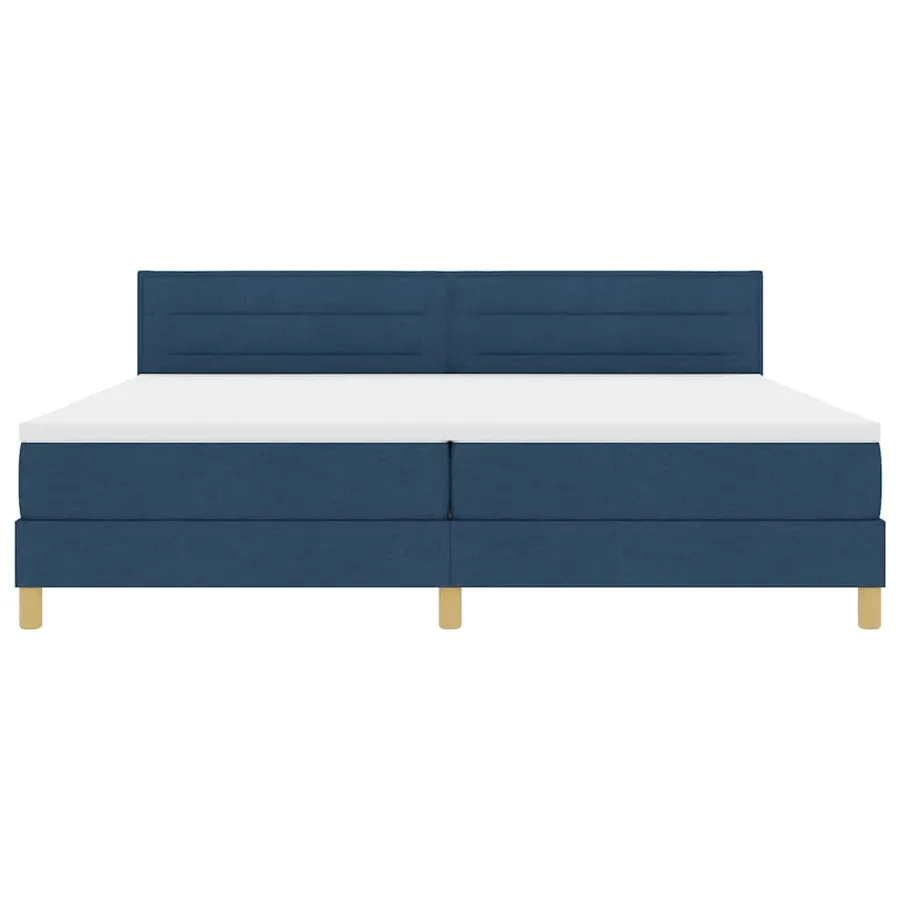 Lit à ressorts avec coussin Bleu 200 x 200 cm tissu - 7