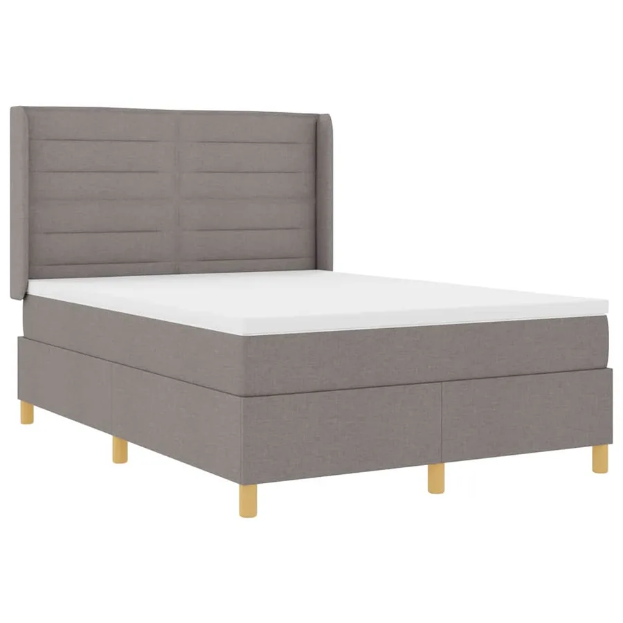 Lit à ressorts avec matelas Taupe 140 x 200 cm tissu - 4