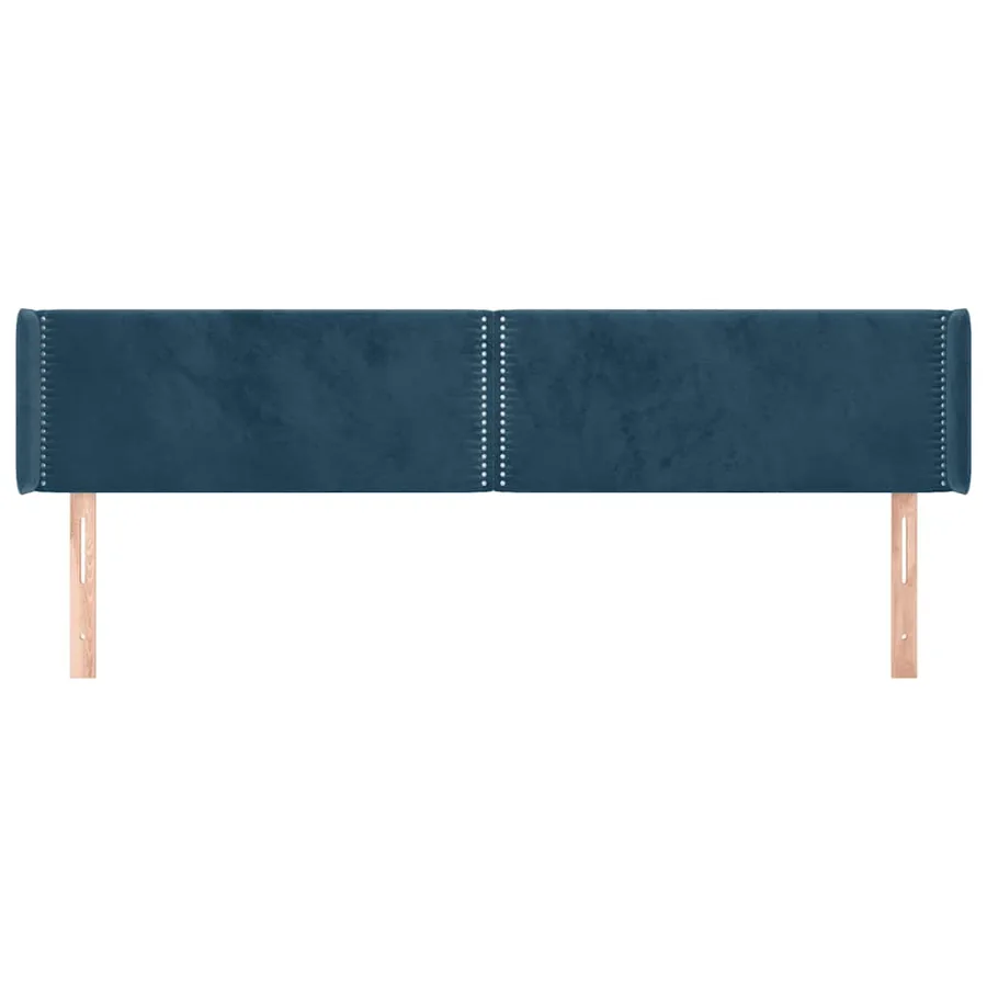 Tête de lit avec oreilles Bleu foncé 183x16x78/88 cm Velours - 3