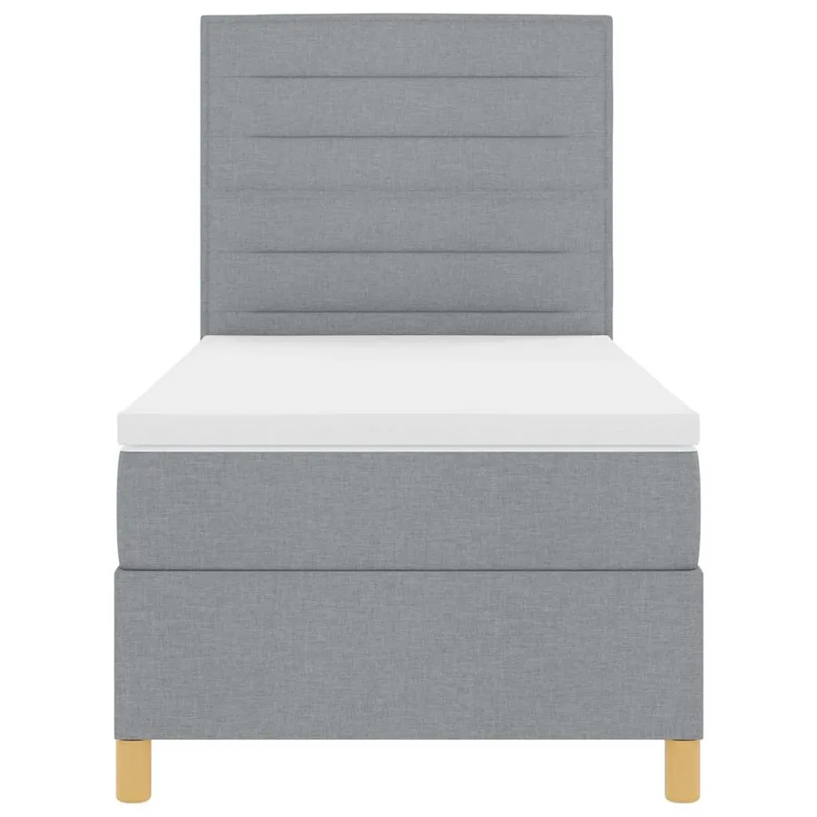 Lit à ressorts avec matelas Gris clair 100 x 200 cm tissu - 7