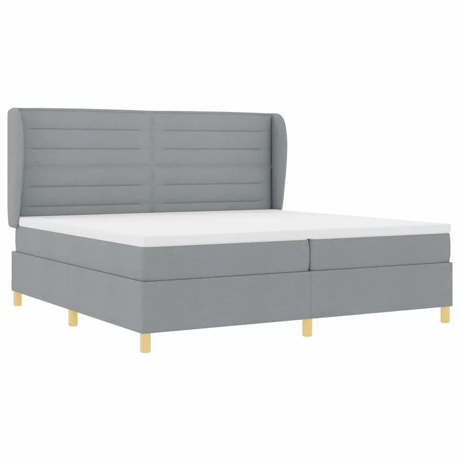 Lit à ressorts avec matelas Gris clair 200 x 200 cm tissu - 5