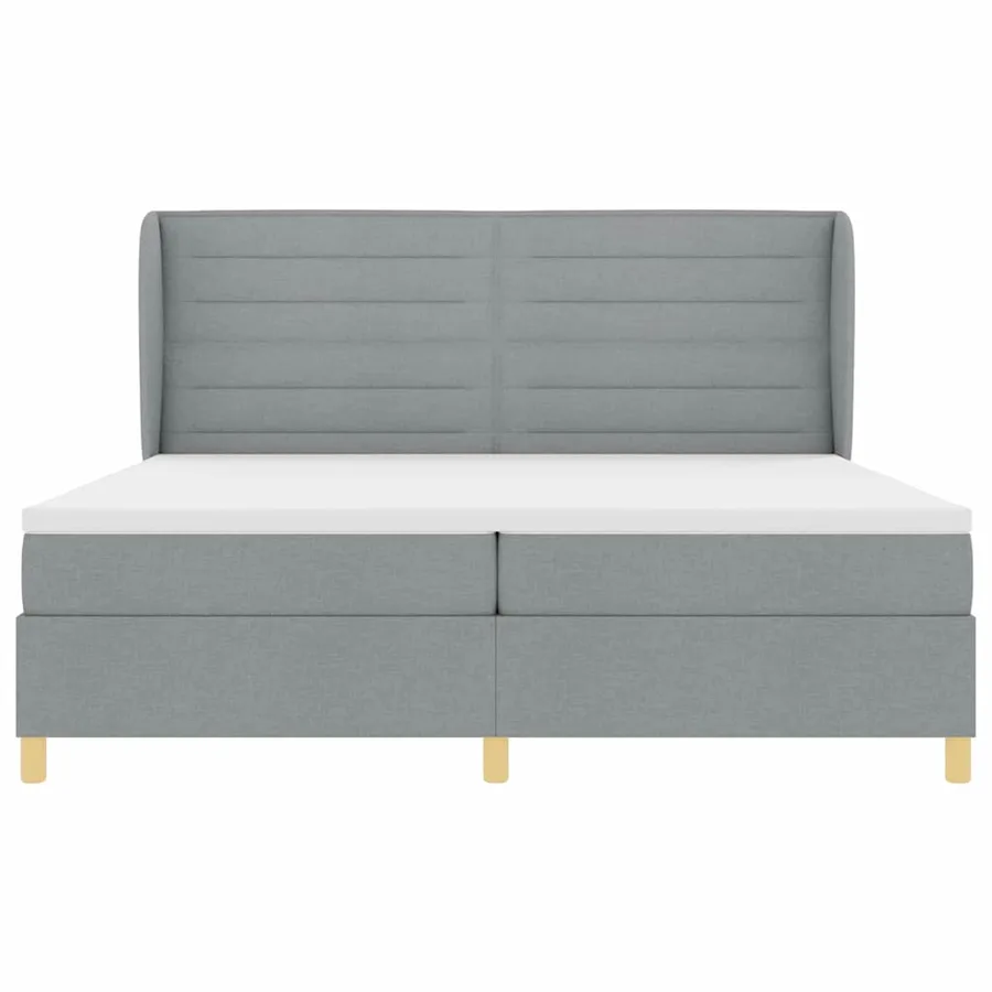 Lit à ressorts avec matelas Gris clair 200 x 200 cm tissu - 7