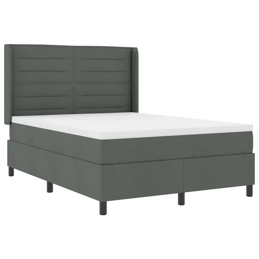 Lit à ressorts avec matelas Gris foncé 190 x 140 cm tissu - 4