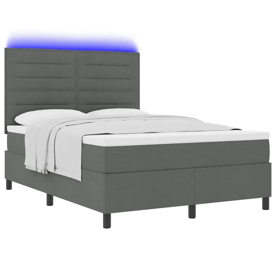 Lit à ressorts avec matelas Gris foncé 140 x 200 cm tissu - 3