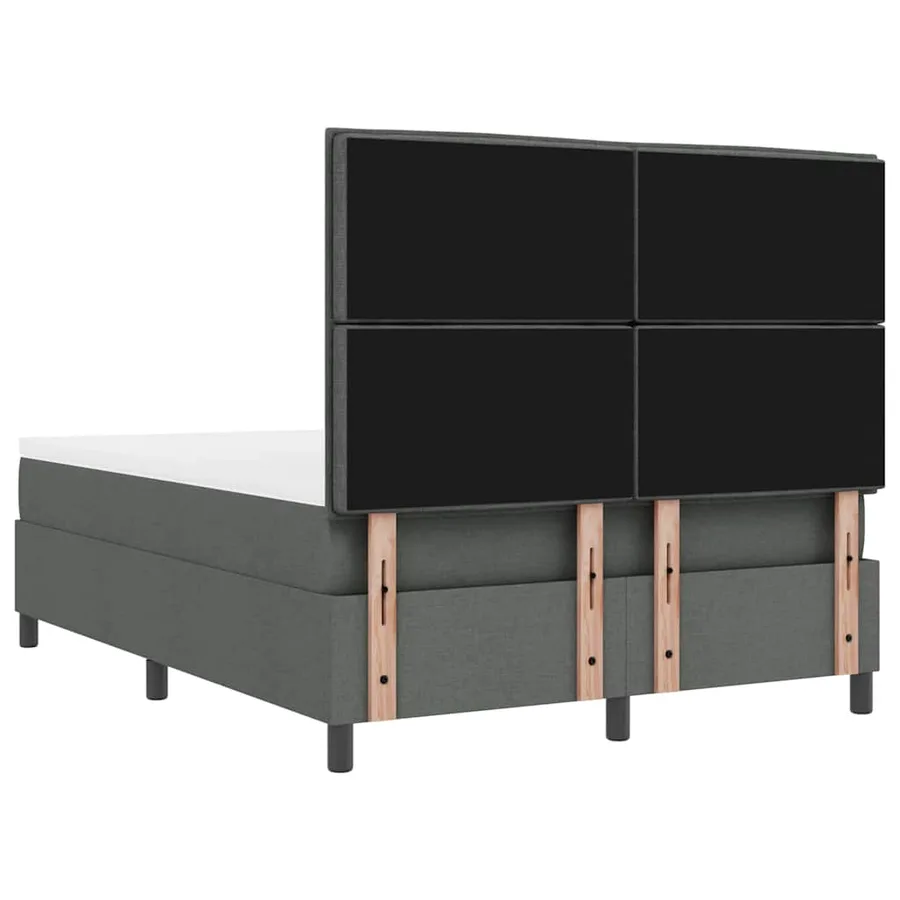 Lit à ressorts avec matelas Gris foncé 140 x 200 cm tissu - 8